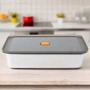 주방 HJ47KM98 직사각 스텐 밀폐용기 납작 반찬통