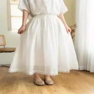스커트 이너 여름 빈티지 여자쉬폰스커트 솔리드 허리 레이스 플리츠 모시 밴딩 ible2
