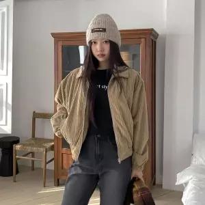 여자 골덴 미니멀리즘 블루종 퀼팅 점퍼