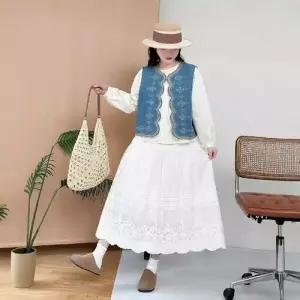 데님 봄 빈티지 여자조끼 자수 조끼 레이어드 언밸런스 민소매 나시 ible1