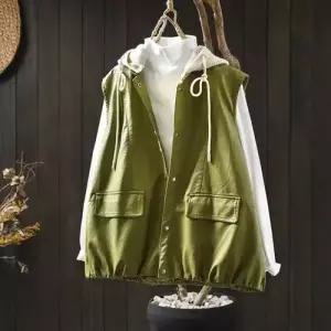 민소매 나시 후드 봄옷 너무 조끼 레이어드 가죽 예쁜 여자조끼 탈부착 ible1
