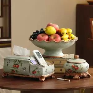 대형 과일접시 유리 원형 간식그릇 홈카페 2단 럭셔리 그린 나눔 볼 플레이트 가정용