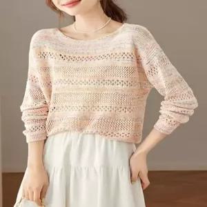 [드레스허그]2COLOR 라운드 여름 펀칭 니트 블라우스