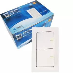 일신 와이드 조명 스위치2구 x1박스(10개) 16A야광콘센트 매입 셀프수리 전기공사 부품 옥내형소형 노출형