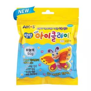 (아모스)탱탱 아이클레이 50g 하늘 1갑점토공예 만들기 미술놀이 소근육발달 감각발 칼라 찰흙