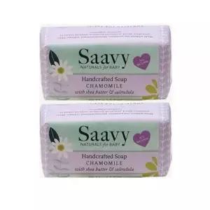 Saavy Naturals 베이비 카모마일 99.2g(3.5온스) 베이비 바 비누 2팩 시어 버터 및 모링가 포함 목욕 시간