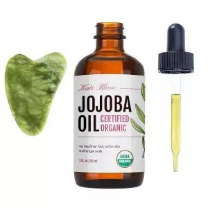 Kate Blanc Cosmetics 모발, 피부 및 얼굴용 호호바 오일 Gua Sha Stone 키트 페이스 마사지용 구아샤 (59m