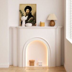 엔틱 벽난로콘솔 장식장 장식품 카페 화이트 조명 선반 모형