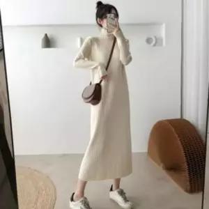 겨울원피스 니트 데일리룩 늘씬핏 롱 원피스 편안하고 반폴라 세