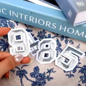 열접착 자수패치 숫자 와펜 실버 rgA8+3QVr