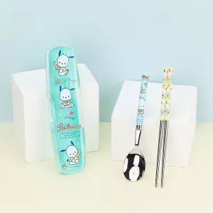 포차코 올인원 가벼운 스텐수저 클리어 케이스 3P세트아동식기 유아 멀티 캐릭터 이유용품 젓가락