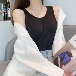 여름 브라캡나시 내장 시원한 이너 런닝 민소매 슬립 노와이어 브라탑 끈나시 캐미솔 나시 케미 메리야스