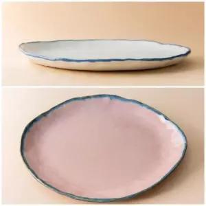 반찬기 이천도자기 팔레트 타원형 도자기 접시 플레이트 2호