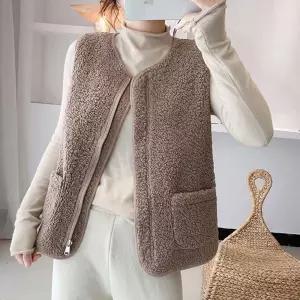 여성 뽀글이 양털조끼 이너 베스트 후리스 경량패딩겨울 뽀이 수면 밍크 니트 누빔 조끼 뽀이점퍼 플리스