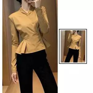 여성용 카키 재킷 쇼트 코트 슬림핏 상의 OP1