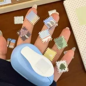 [문구/오피스] 펀칭기 우표 펀칭기 사각 펀치 다꾸 미니 스탬프 데콥 DIY 우표틀 모양 커팅기