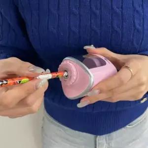 [문구/오피스] 자깎이 겸용 전깍이 핑크 색연필 수동 연필깎이 자동