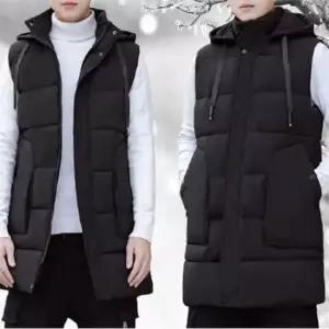 직장인오피스룩코디 직장인 남자 롱패딩 블랙 후드 모자 패딩 조끼 스타일
