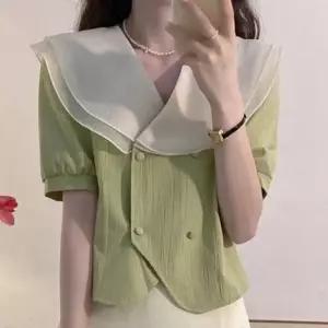 [SBD] 블라우스 빅카라 레이스 쉬폰 여성 시원한 이중