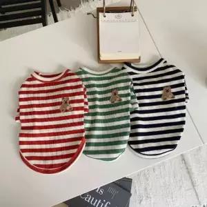 강아지외출복 실내복 산책옷 곰돌이 줄무늬 티셔츠