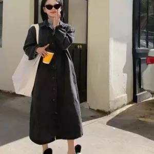 반팔원피스 청 롱 남방 여성 긴 데님 셔츠 원피스 간절기 아우터