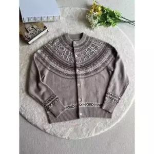 니트 남성 가을 빈티지 자카르 카디건 스웨터 브이넥 아일랜드 BE3