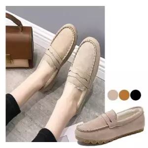 모카신 여성 겨울 스웨이드 털신발 방한화 슬립온