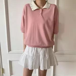 [하프클럽/]여자 배색 프릴 카라넥 아방핏 코튼 단추 맨투맨