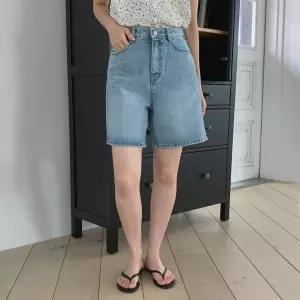 여자 베이직 워싱 연청 데님 숏 팬츠