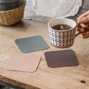 실리콘컵받침 파스텔컬러 실리콘 사각 컵받침 10cm