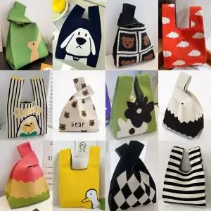 [도매라인]인기미니백*니트 손목가방/토트백/캐쥬얼가방/니트백/묶는가방/데일리백/손가방/캔버스백/에코백