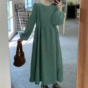 연말원피스 루즈핏 퍼프 코듀로이 롱원피스 밴딩 소매 골덴