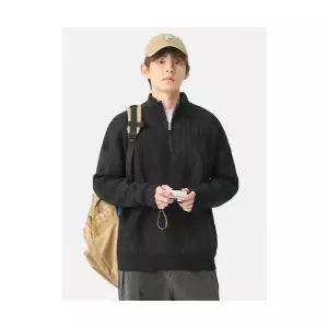 남사친 니트 댄디 집업 하이넥 반 스웨터 남녀 커플 솔리드 카디건 M스포1