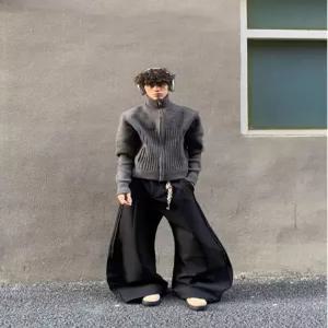 남성 니트 빈티지 캐주얼 댄디 집업 하이넥 카디건 포켓 M스포1