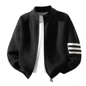 남성용 니트 빈티지 오피스룩 댄디 집업 차이나 스트라이프 트렌드 이중 따뜻한 카디건 M스포1