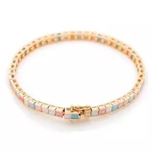 볼드팔찌 GP 컬러 젬스톤 라인 골드 패션 팔찌 14K