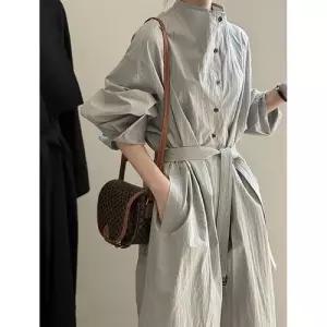 스커트 원피스 여성용 롱 셔츠 풀오버 벨트 OP1