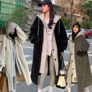 여자 일체형 후드집업 뽀글이 아우터 여유핏 양털코트