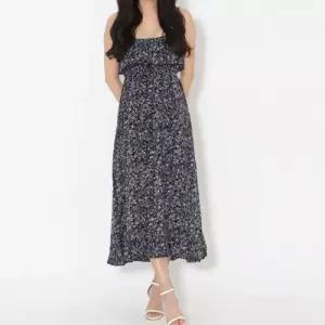 여성 민소매 끈나시 나뭇잎 패턴 롱원피스 데일리룩