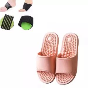 실내 발아치 지압 슬리퍼+발바닥 발아치패드 세트