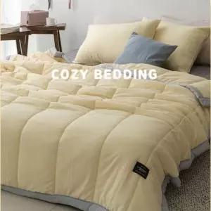 침대 푹신 포근 간절기 이불 베게 세트 Q 극세사 차렵이불