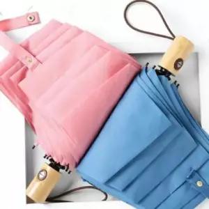 어린이3단자동우산 접이식 우드 무지 우양산 암막 자동 3단 우산 초 양 완전 장 튼튼한