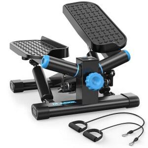 집에서 운동할 수 있는 DLAEIOK 스테퍼, 350LBS 적재 용량의 트위스트 저항 밴드가 미니 LCD 모니터가 가정용 유압 피트니스 계단 스테퍼