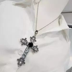 [하프클럽/]빈티지 엔틱 큐빅 십자가 목걸이 보헤미안 아웃도어