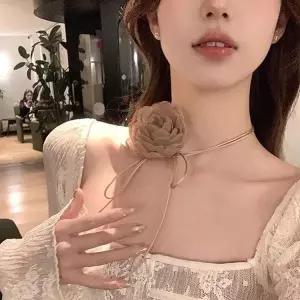 [하프클럽/]플라워 초커 악세서리 패션 코사지 끈 목걸이