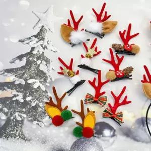 카미노아이  크리스마스 루돌프 뿔 집게 헤어핀 2개 한세트 겨울 파티 헤어액세서리