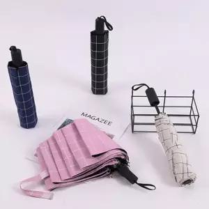 D 고밀도 3단 자동 암막우산 양산 모던 체크무늬 자외선차단 우산