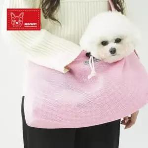 [반려] 레드퍼피 끌레 메쉬 이동가방 파스텔핑크