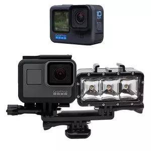 GOPRO10 호환 액션캠 듀얼 헤드 마운트 LED 조명 마이크 고프로 10