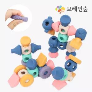 소근육발달 집중력놀이 유아용 파스텔 말랑블럭 67 실내장난감 블록 아기선물 완구